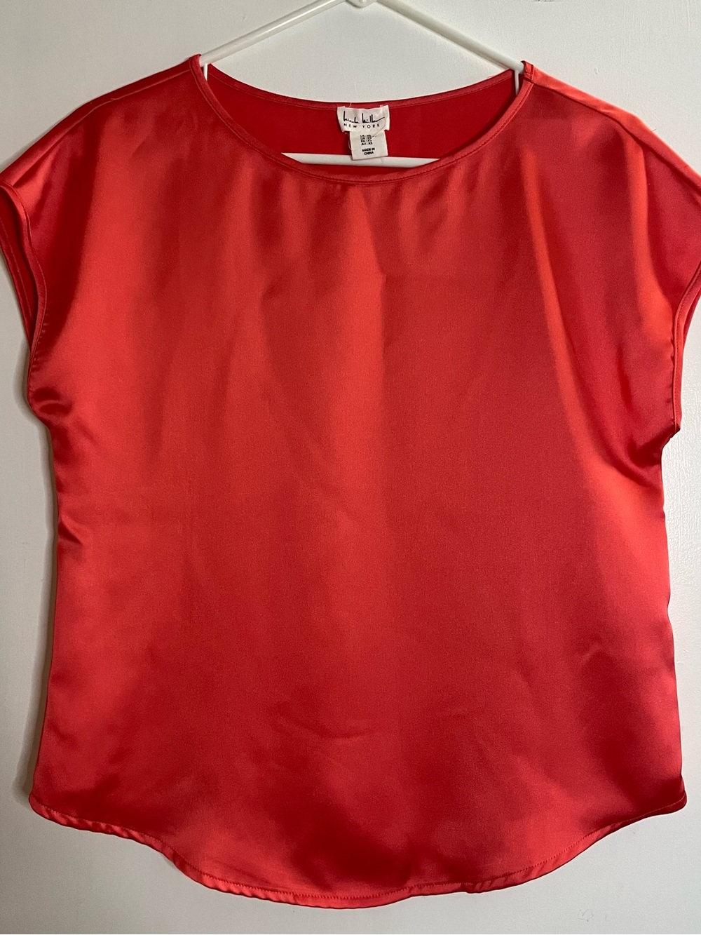 Nicole Miller Red Satin Cap Sleeve Blouse